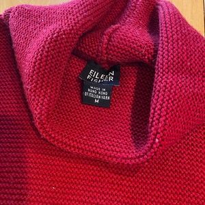 Wool red Eileen fisher turtle neck tunic sweater